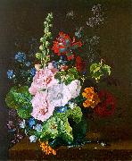 Jan van Huysum Hollyhocks and other Flowers in a Vase USA oil painting artist